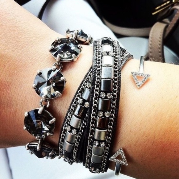 STELLA & DOT • Silver Gunmetal Cady Wrap Bracelet - Picture 2 of 6